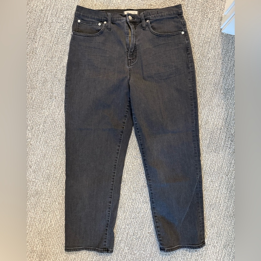 Madewell Classic Straight Jeans Size 31 Black High Rise Denim